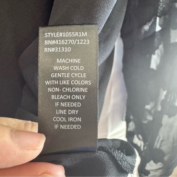 NWT Brannon Women’s Black Long Sleeve Sheer Chiffon Blouse Size XXL - Picture 8 of 11